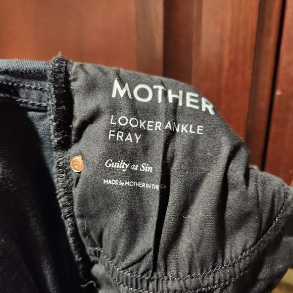 MOTHER The Looker Ankle Fray Black Distressed Denim Skinny Jeans Size 27 - Picture 13 of 15